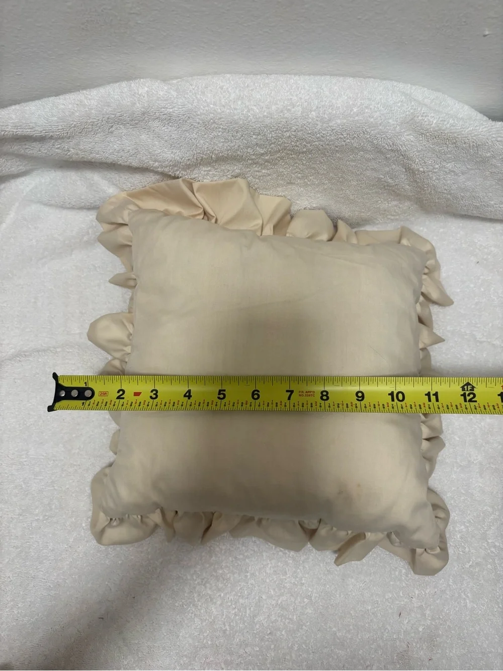 Handmade Patchwork Ruffled Throw Pillow - Cream and Brown